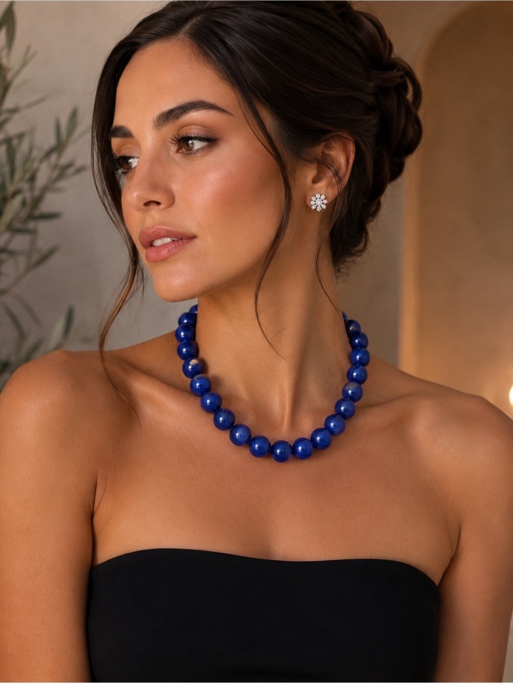 Invicta x Mayamar Lapis Lazuli and Blue Agate Pebble Statement Necklace NIP